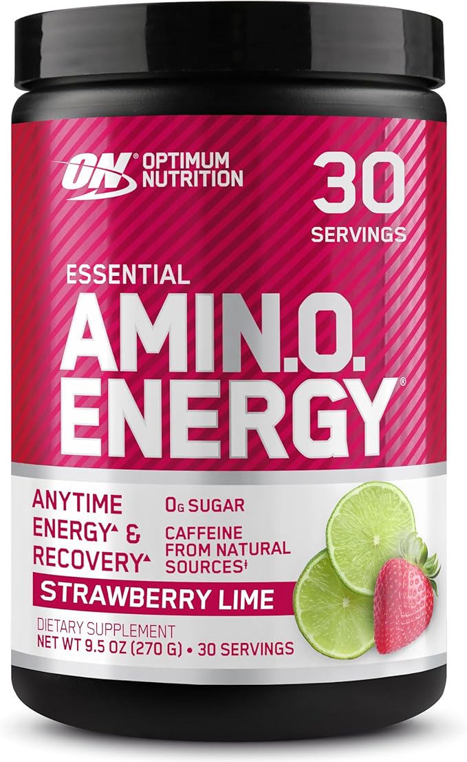 Optimum Nutrition Amino Energy - Pre Workout with Green Tea BCAA Amino Acids Keto Friendly Green Coffee Extract Energy Powder - Strawberry Lime 9.5 Ounce 30 Servings (Packaging May Vary)