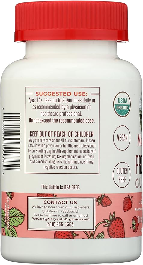 Mary Ruth's Organic Strawberry Probiotic Gummies 60 CT