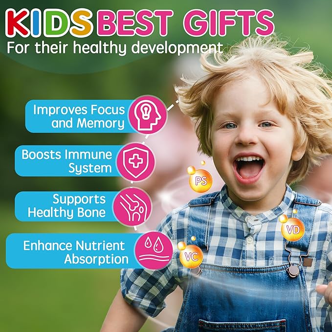 Sugar Free Phosphatidylserine Gummies for Kids + Fiber Gummies for Adults