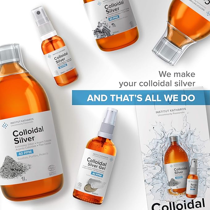 Colloidal Silver Liquid 10 fl oz &amp Spray to Fill ● Bioactive Hydrosol Silver Water ● Natural Immune Support Nano Sol Supplement Solution ● Ionic Minerals 40 PPM ● Organic Structured Plata Coloidal