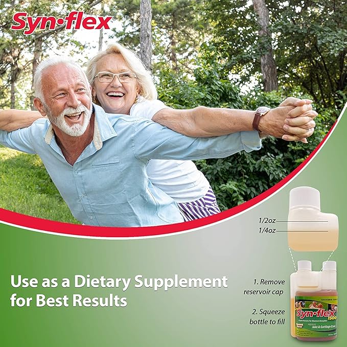 Synflex 1500mg Liquid Glucosamine &amp Chondroitin Supplement - HSA/FSA High Concentration and Fast-Absorbing Joint Support Formula with White Willow Bark Manganese and Boswellin 32-Day Supply
