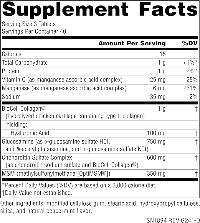 Source Naturals Hyaluronic Joint Complex with Glucosamine Chondroitin &amp MSM Extra Strength - 120 Tablets