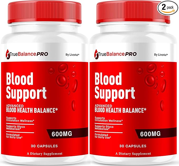 (2 Pack) True Balance Blood Support Pro Glycogen Capsules Maximum Strength TrueBalancePro Pills Supplement Multivitamin All Natural Advanced Formula Daily Health &amp Wellness 60 Capsules for 3 Mon