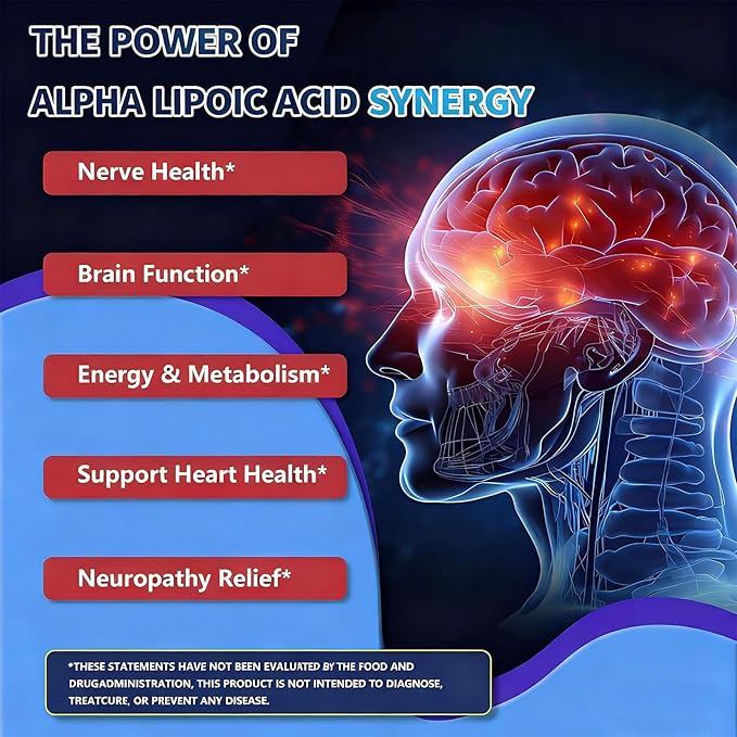 Alpha Lipoic Acid 1000mg Liquid Drops Max Strength 11-in-1 ALA Supplement w. Acetyl L-Carnitine Benfotiamine &amp B1 B12 C E Alpha-Lipoic Acid Nutritional for Neuropathy Nerve Energy Antioxidant