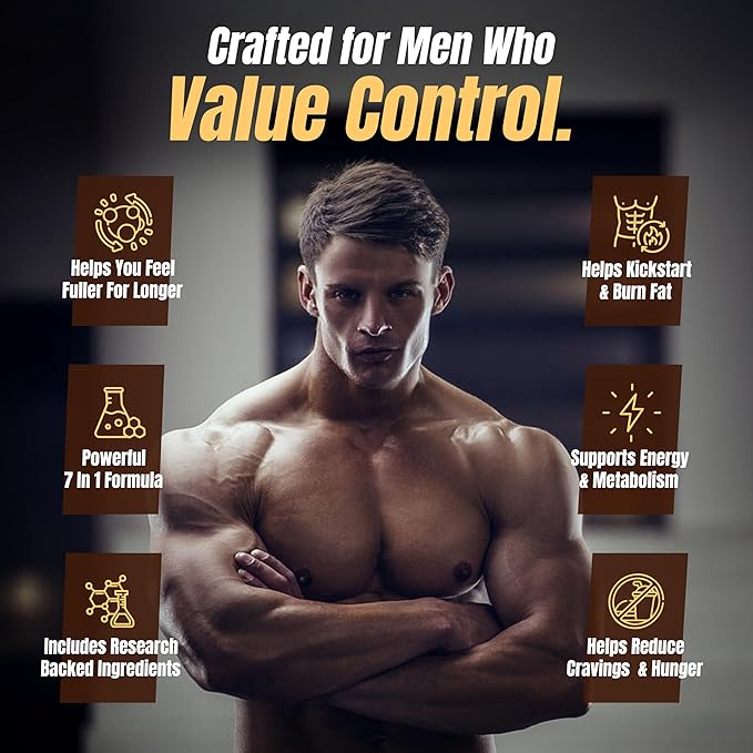 PREMIUM Male Appetite Suppressant - Weight Loss Pills Fat Burner for Men GLP-1 Pathway Support - Can Help Sustain Muscle While Burning Fat - Powerful Fat Burning Assistance- 60 Capusles