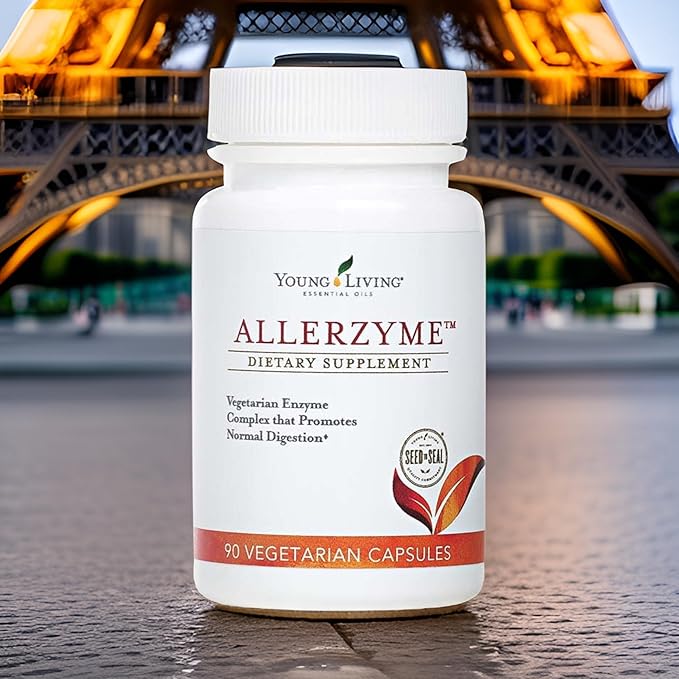 Young Living Allerzyme - 90 ct Dietary Supplement Capsules - Vegetarian Enzyme Complex with Tarragon and Ginger Premium Essential Oils for Digestive Support