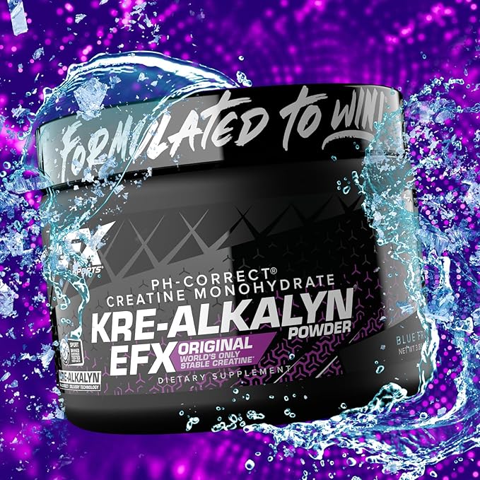 EFX Sports Kre-Alkalyn EFX Powder | pH Correct Creatine Monohydrate Powder Supplement | Strength Muscle Growth &amp Performance | 55 Servings (Blue Frost)