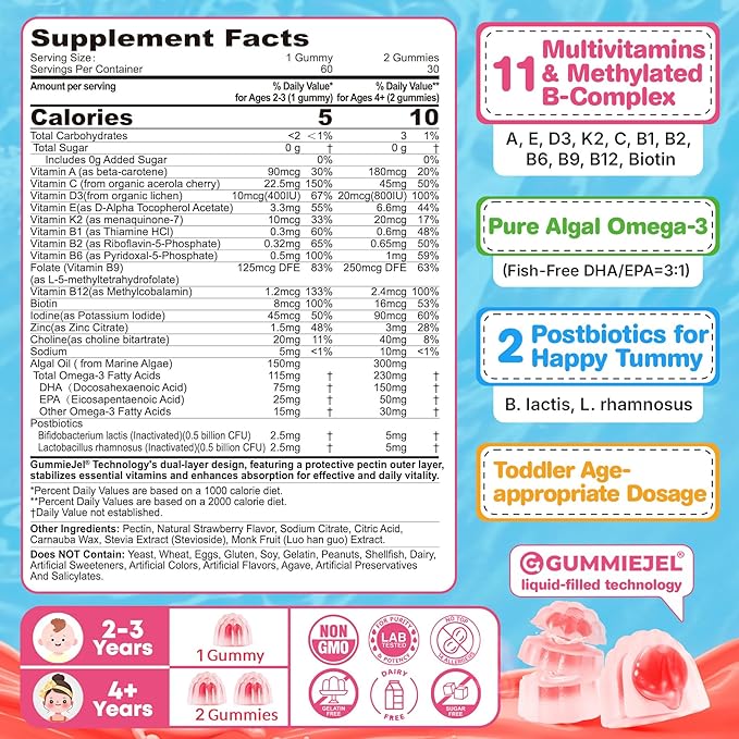 Digestive Enzymes Gummies for Women &amp Men Multi-Enzymes + Toddler Multivitamin Gummies 2 Pack