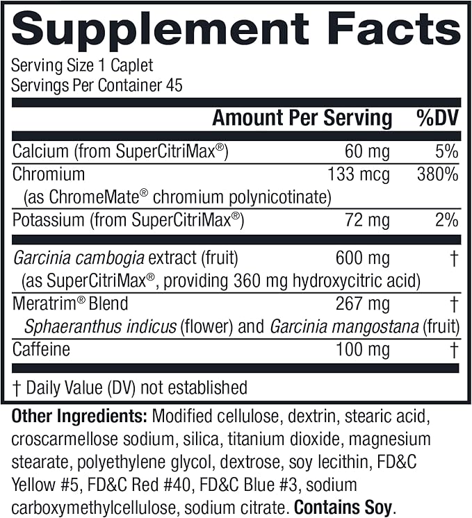 MetaboLife Ultra - Dietary Supplement - Hunger Supplement for Women &amp Men - 800 mg 45 Caplets