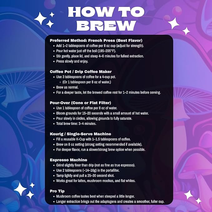 Genius Bean House Blend Mushroom Coffee Medium Roast Ground Coffee with Lion's Mane Chaga Reishi Cordyceps L-Theanine Organic Fair-Trade Beans 8 oz