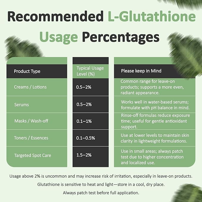 Reduced L-Glutathione Powder DIY Cosmetic Grade Pure Glutathione Organic Powder for Skin (4 Ounce / 113 gram)