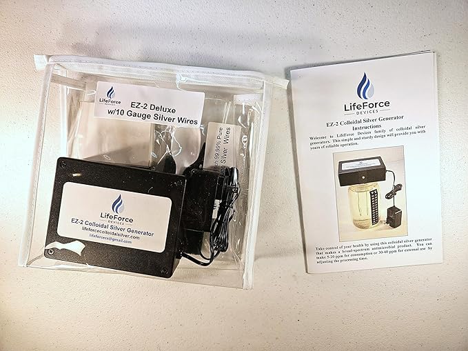 Compact EZ-2 Deluxe Silver Generator Package – Plug-in DIY Fresh Silver Maker with 10 Gauge Wires for Home – Make 32oz in 16 Minutes