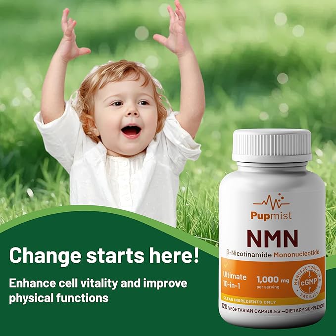 NMN 1000mg per Serving Ultimate 10-in-1 NAD+ Support with Trans-Resveratrol Apigenin CoQ10 Vitamin C 120 Vegetarian Capsules