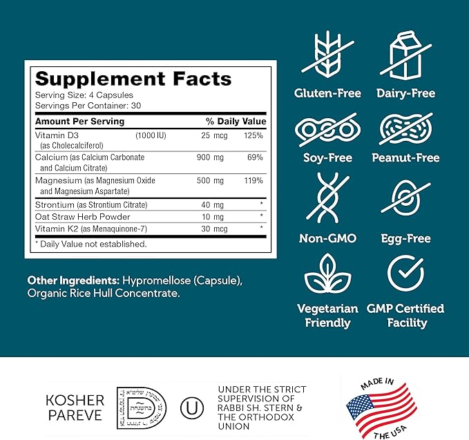 Zahler PowerCal - Calcium D3 K2 Magnesium Supplement - Teeth Gums &amp Bone Strength Support - Kosher Bone Health Calcium Supplement for Women &amp Men with Vitamin D3 K2 and Magnesium (120 Capsule