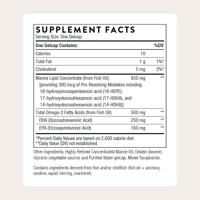 THORNE - Pro-Resolving Mediators - Combines Pre-Resolving Mediators with EPA &amp DHA - Supports Tissue Repair &amp Brain Nerve Cardiovascular &amp Immune Health* - Third-Party Certified - 60 Sof