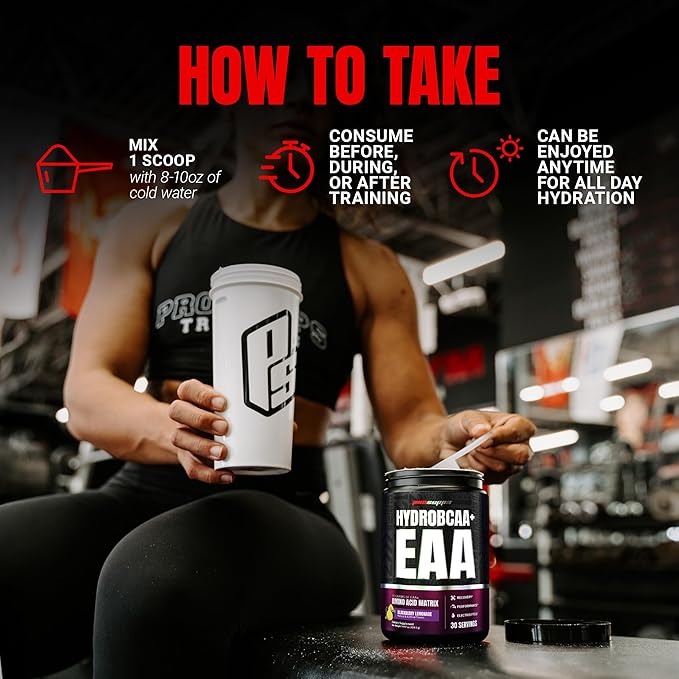 ProSupps HydroBCAA Essential Amino Acids Powder BlackBerry Lemonade - Workout Supplement with BCAA EAAs &amp Electrolytes for Hydration &amp Recovery - Stimulant-Free Soy &amp Gluten-Free - 30 S