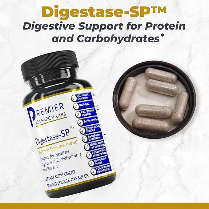 Premier Research Labs Digestase-SP - Enzymes for Digestion Fermented Digestive Enzymes for Women &amp Men Gut Health Support Pills with Peptidase Hemicellulase - 60 Vegetarian Capsules