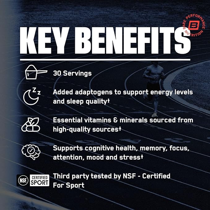 BARE PERFORMANCE NUTRITION BPN Strong Multi-Vitamin Foundational Health Improved Mood and Sleep Adaptogens Improved Cognitive Health