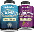 Nutrivein Premium Sea Moss Capsules &amp Resveratrol Supplement Bundle: High-Absorption Resveratrol Capsules and Irish Sea Moss for Digestion Vitality &amp Repair