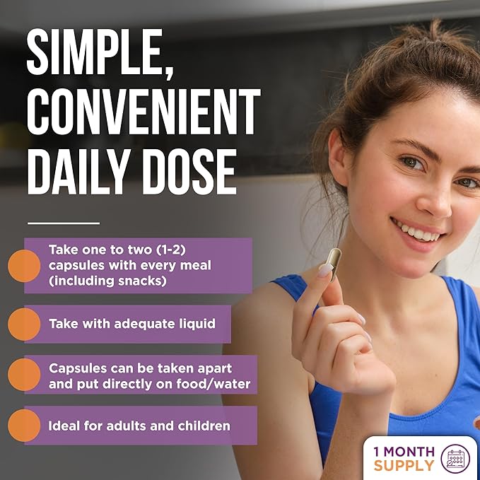 Dr. Liz Cruz Everyday ENZYMES - Digestion Supplement Dietary Supplements Medical-Grade Super Enzymes Bloating Gas and Reflux Relief for Women Men &amp Children Non-GMO 100 Veggie Capsules