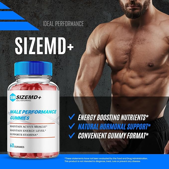 SizeMD+ Gummies Official SizeMD + Gummies for Men - Maximum Strength Performance All Natural Support Overall Health &amp Wellness SizeMD Advanced Formula Support Gummy Reviews (1 Pack)