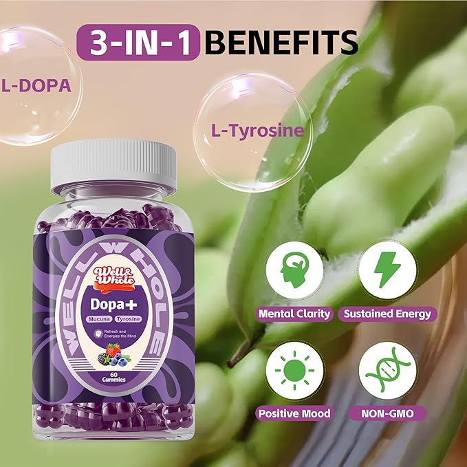 Well&ampWhole Grass Fed Beef Liver Gummies and Dopamine Supplements for MoodFocus and Energy