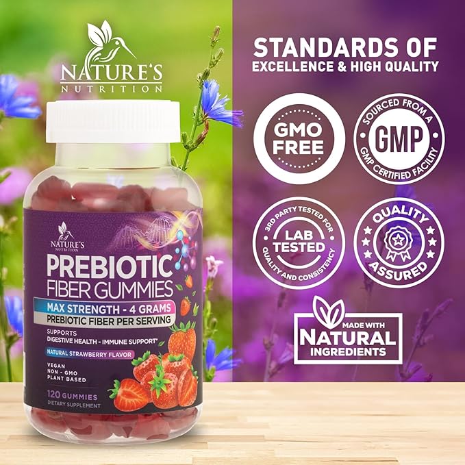 Fiber Gummies For Adults - Daily 3X Strength Soulable Fiber 4g Per Serving Gummy Supplement Prebiotic Gummy Digestive Health Support - Plant Based Fiber Regularity &amp Digestion Support - 120 Gummi