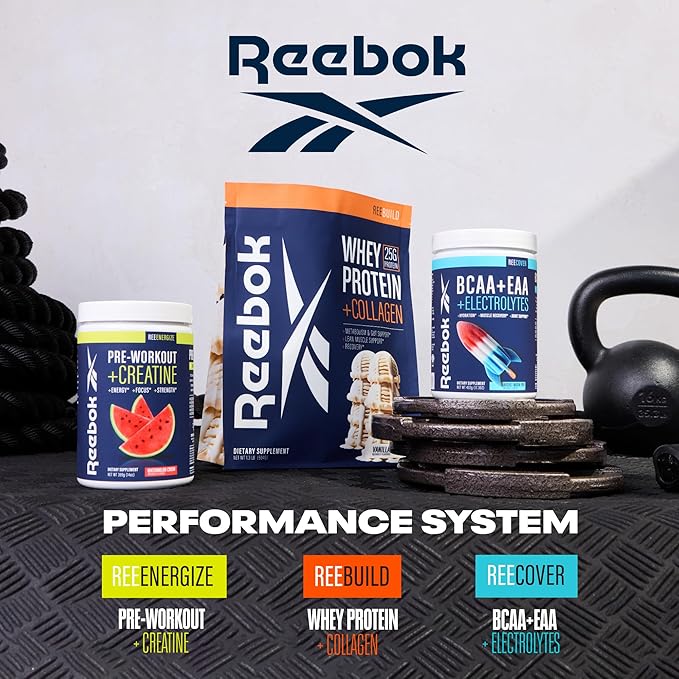 Reebok REEenergize &amp REEcover Bundle | Pre-Workout + BCAA Performance Pack | Sour Green Apple &amp Rocket Moon Pop | Complete Training System
