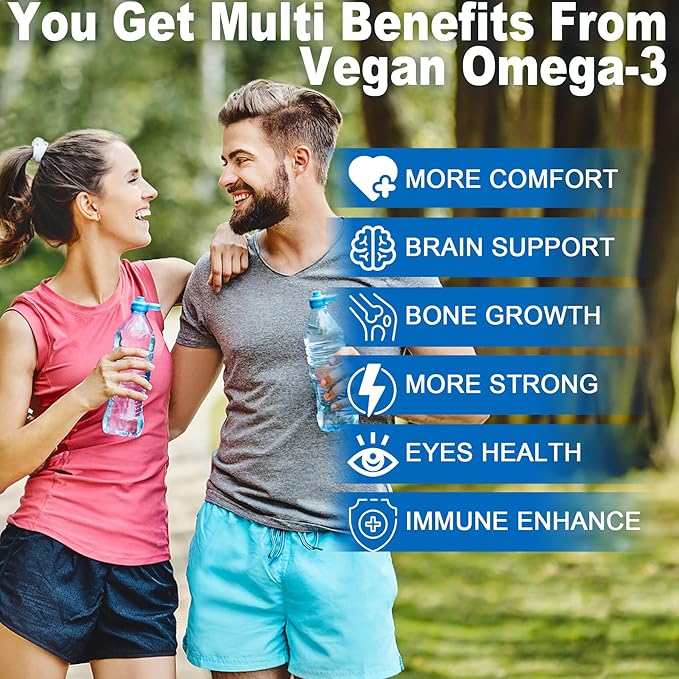 Vegan Omega-3 Gummies 1280mg + CoQ10 + Vitamin D3 K2 (MK7) Omega 3 Fish Oil Alternative for Adults w/EPA 600mg DHA 400mg &amp MCT Oil No Fish Taste from Marine Algae for Brain Eye Immunity 1 Pa
