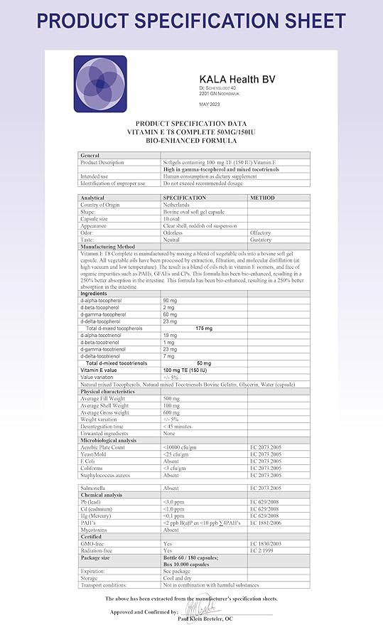 Unique Formula with All 8 Tocopherols and Tocotrienols Vitamin E – Contains no PAH’s Heavy Metals Contaminants or Preservatives - Certified Sustainable - Hair Scars and Skin