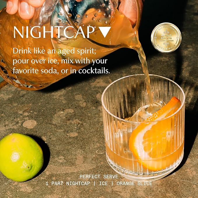 Three Spirit Non-Alcoholic Alternative Spirit - The Nightcap 50cl | Alt-Whiskey | Unwind &amp Chillout with Adaptogens Valerian Hops &amp Lemon Balm | Award Winning Active Botanical Gluten Free &