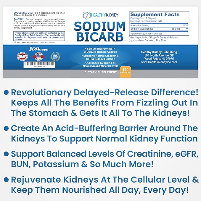 Kidney Restore &amp Sodium Bicarb 2 Pack Kidney Cleanse Natural Supplement Sodium Bicarbonate Buffer Acid Naturally