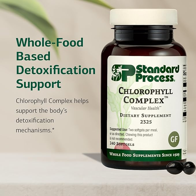 Standard Process Chlorophyll Complex - Supports Natural Detoxification Functions - Supports Skin &amp Immune Health - Gluten-Free Non-Dairy &amp Non-Soy - 240 Softgels