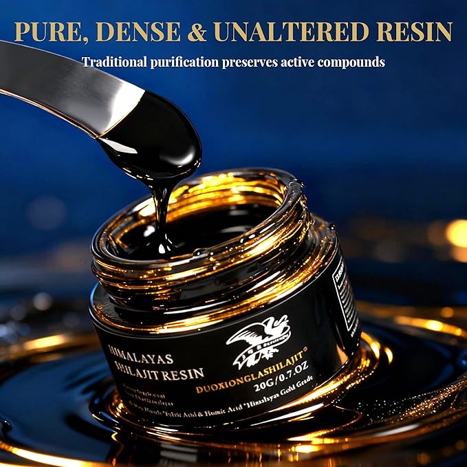 Himalayas Shilajit Resin - Pure Golden Grade | 100% Natural with 85+ Trace Minerals | Energy Boost &amp Immune Support for Men &amp Women | Lab Tested | 20g 100 Servings