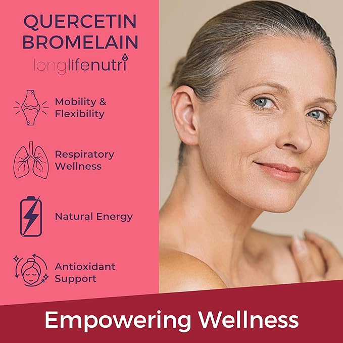 LongLifeNutri Pterostilbene 150 mg (180 Vegan Caps) &amp Quercetin 1000 mg with Bromelain 200 mg (120 Veg Caps) Bundle – 2–3 Month Supply Antioxidant &amp Respiratory Support Non-GMO GMP Made in