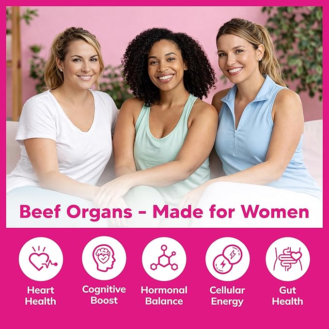 aSquared Nutrition Beef Organ Supplement for Women - Grass Fed Liver Capsules - Ovary Uterus Kidney &amp Heart - Female Superfood - Women's Complex Pills for Energy &amp Health