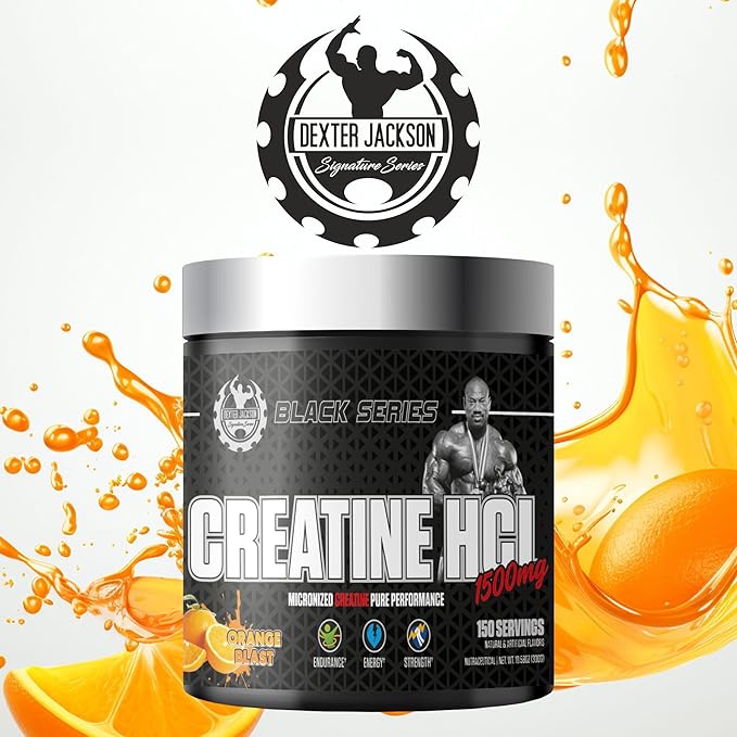 DEXTER JACKSON Black Series Creatine Hcl 1500mg | 300g (150 Serving Orange Blast)