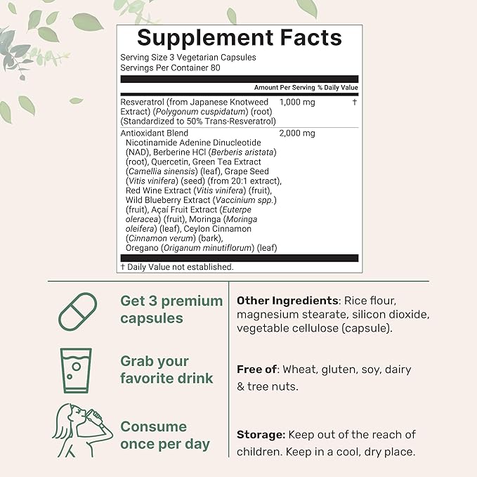 Micro Ingredients Resveratrol NAD Complex 3000mg for Women &amp Men 240 Veggie Capsules | NMN Supplement Alternative | 11-in-1 Blend with NAD+ Quercetin Moringa Berberine Grape Seed &amp Oreg