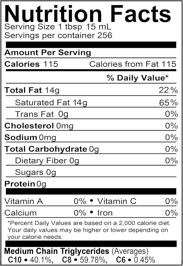 Coconut Oil - Fractionated - MCT (medium-chain triglycerides) - 2 x 1-Gallon (256 oz) - liquid - Food Grade - Safety Sealed Resealable HDPE Container Microwave Safe (remove foil seal) Freezer Safe