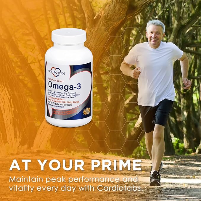Omega-3 Enteric-Coated Fish Oil Supplements Triglyceride Form 1100 mg Total Omega-3 Fatty Acids Non-Dairy and Gluten-Free Special Enteric Coated Softgels for No Fishy Burps - 180 Count