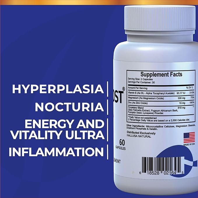 Hallusa Natural Hallprost Ultra &amp Hallvigor 120 Cap - Dietary Supplement for Men - Pygeum Pumpkin Seeds Prostate Formula - Energy Supplements