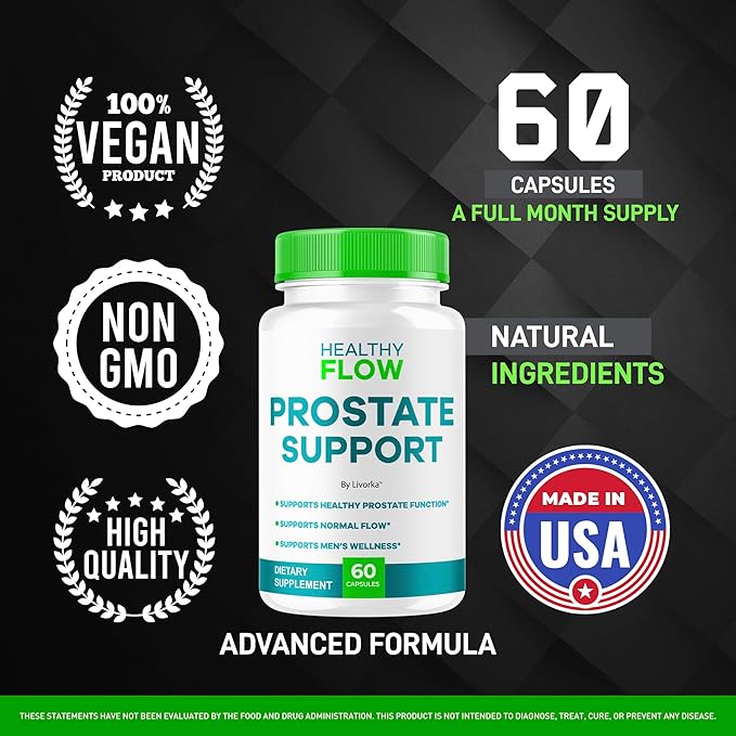 Healthy Flow Prostate Support - Official Healthy Flow Capsules Support Pills Supplement - Maximum Strength Premium HealthyFlow Advanced Formula Health &amp Wellness 60 Capsules for 1 Month