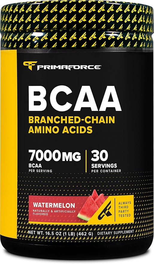Primaforce BCAA Powder (Watermelon) - 7000MG 2:1:1 BCAAs 30 Servings Post-Workout Recovery Drink with Amino Acids and Real Salt for Men &amp Women