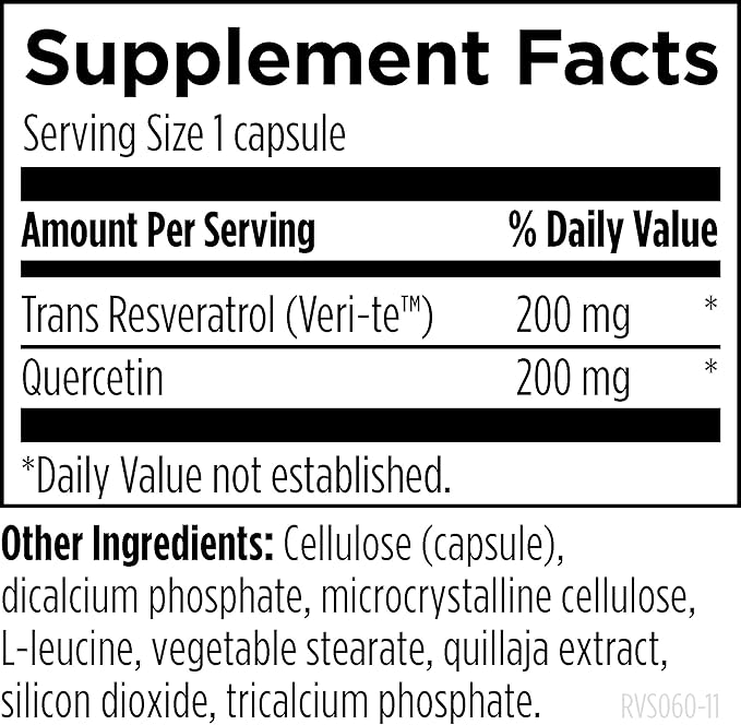 Designs for Health Resveratrol Supreme - Trans Resveratrol from Japanese Knotweed + Quercetin - Healthy Aging + Cardiovascular Support Supplement Non-GMO (60 Capsules)