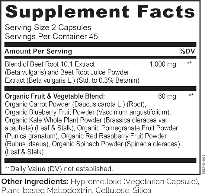 NATURELO Beet Root 90 Capsules – Heart Health &amp Blood Pressure Support* – 1000mg Beet Root Extract + Whole Food Blend – Non-GMO Vegan Gluten-Free