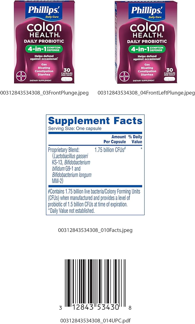 Phillips' Colon Health Probiotic Capsules 30-Count Bottle - Buy Packs and Save (Pack of 2)
