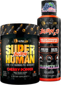 ALPHA LION Stubborn Fat Loss Stack – Superhuman Burn Pre Workout + Burn2O Liquid L-Carnitine 2000mg (Grapezilla) Non-Stim Thermogenic – Day &amp Night Metabolism Booster &amp Energy Stack for Men an