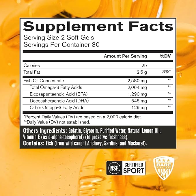 BARE PERFORMANCE NUTRITION BPN Recover Post-Workout Muscle Recovery Drink Mix – Fruit Punch 25 Servings + Strong Omega Fish Oil Soft Gel 30 Servings | Recovery + Heart &amp Brain Health Bundle