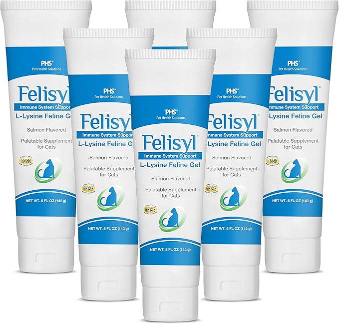 Felisyl L-Lysine Gel for Cats &amp Kittens (5oz) – Immune System Respiratory &amp Eye Health Support. Reduces Sneezing Runny Nose &amp Watery Eyes. Daily Salmon-Flavor Supplement – Made in USA (6