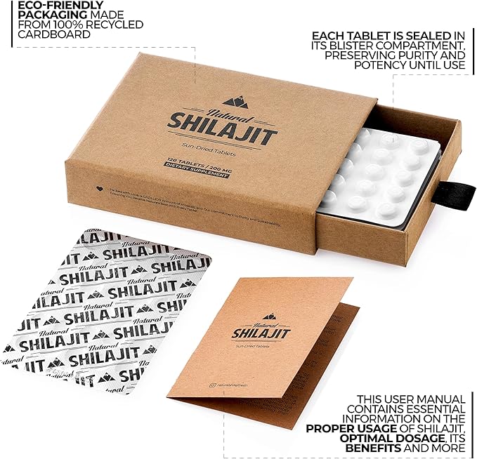 Natural Shilajit Tablets – 120 Dry Drops 100% Pure Shilajit for Men &amp Women with Fulvic Acid &amp 85+ Trace Minerals for Peak Physical &amp Mental Performance Immune Health &amp Detox (4 Month